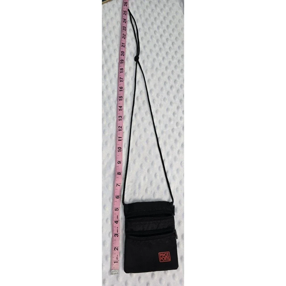 Pivot Point Cosmetology Change Purse Black Crossbody Double Zip Slots Hair Clips